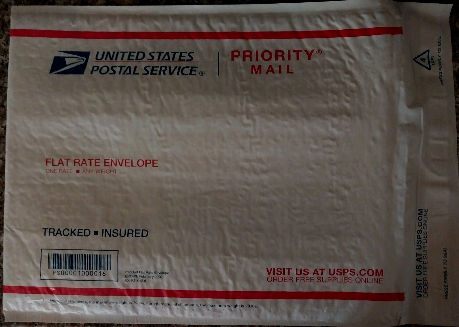 United States Postal Service Priority Mail Flat Rate Padded Envelope USPS New