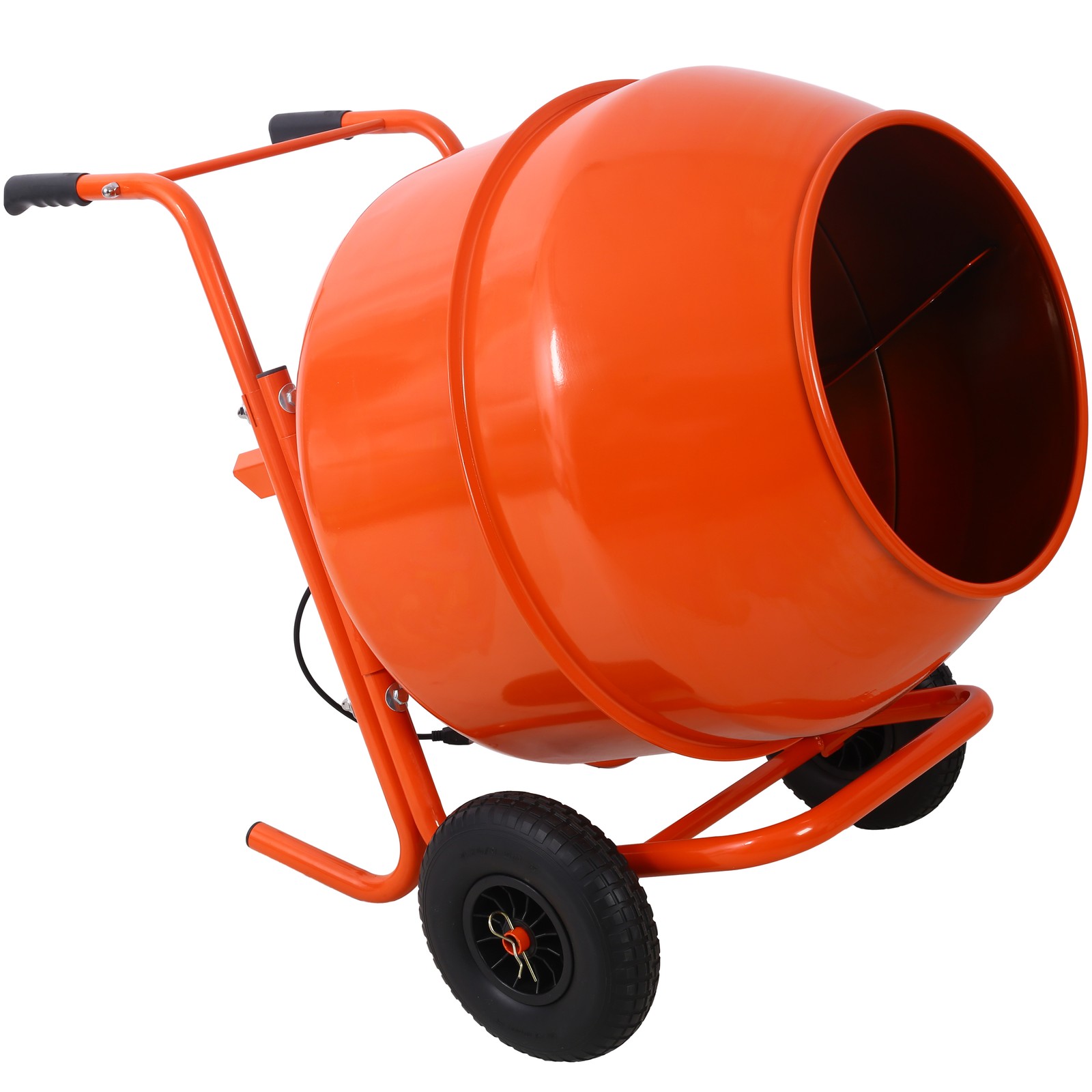 8 Cu Ft 224L Portable Cement Mixer, 3/4 HP Motor, Orange Steel Drum