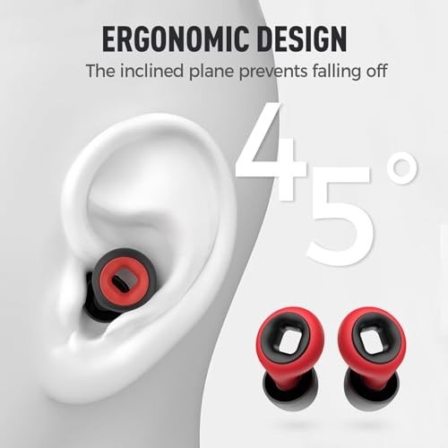 Artevive Earplugs Motorcycle.Earplugs for Sleeping Noise One Size, Black Red