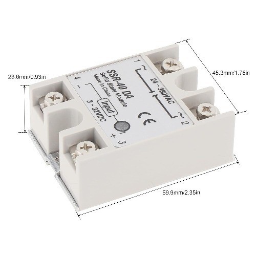 2Pcs SSR 40 DA 40A Solid State Relay, DC 3-32V to AC 24-380V Single Phase