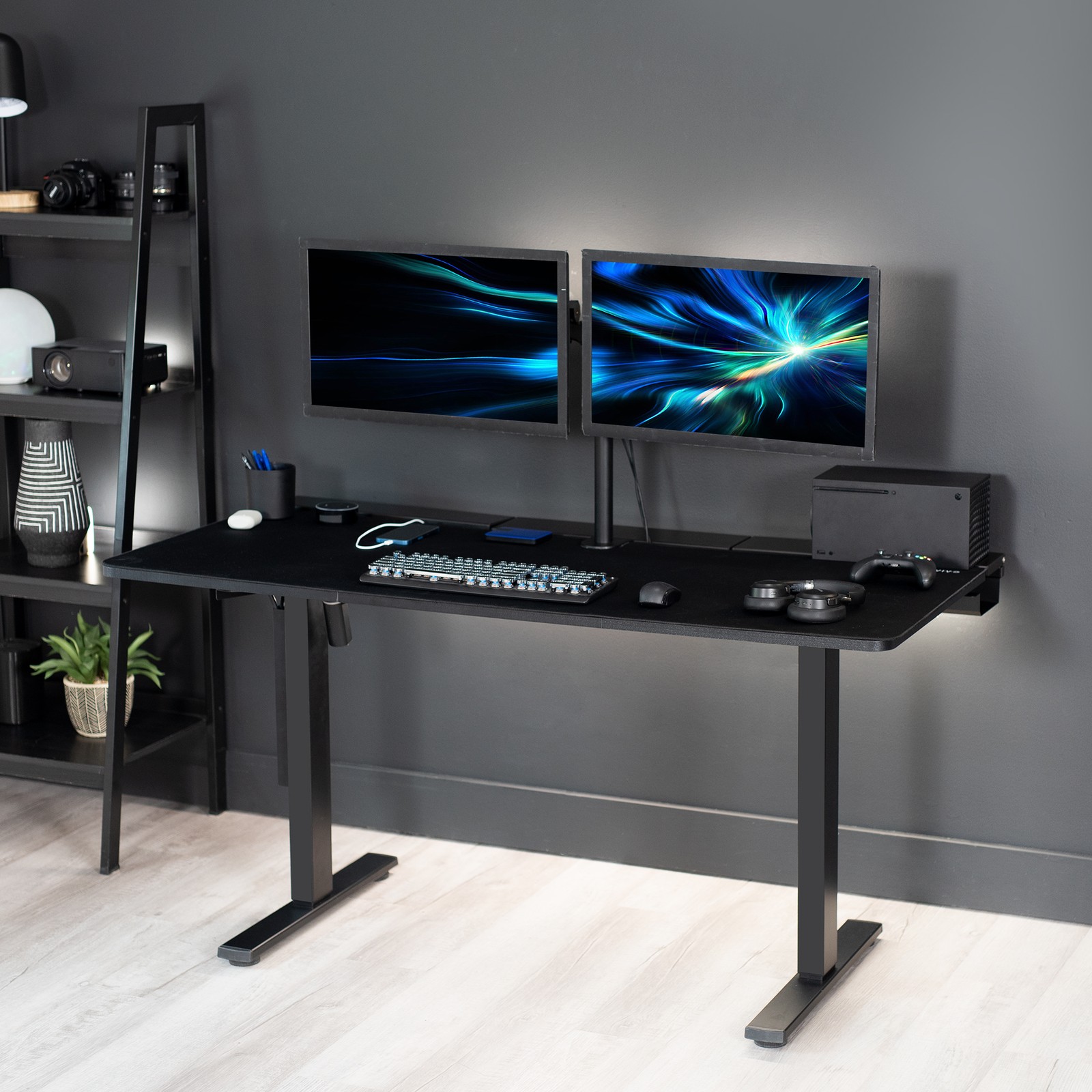 VIVO Black 60″ x 30″ Concealed Cable Table Top w/ Pad for Standing Desk Frames