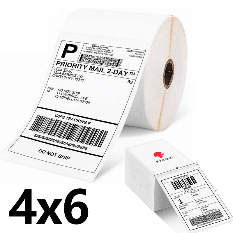 4 x 6 Phomemo Label Thermal Shipping Labels Paper for Zebra/Rollo/Munbyn/Jadens