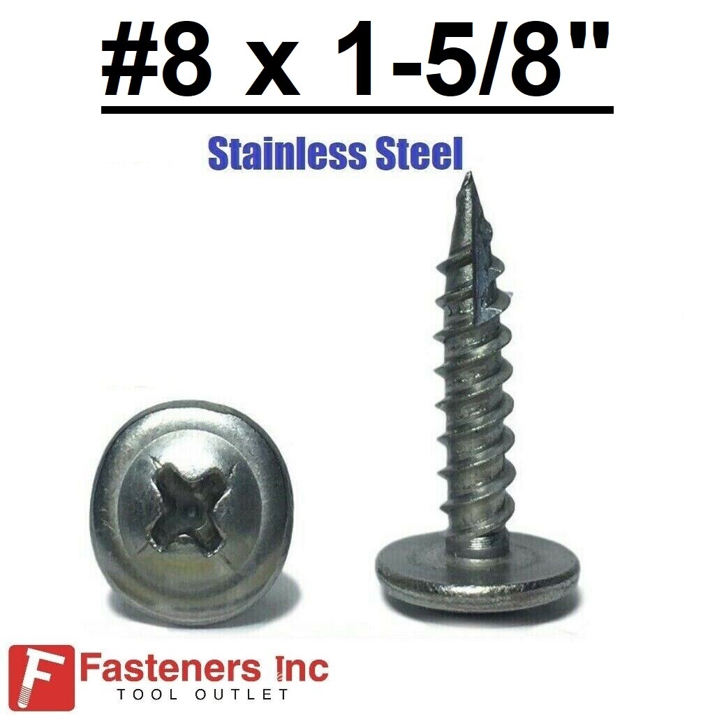 #8 x 1-5/8″ Stainless Steel Phillips Modified Truss Head Lath K-Lath Screw Sharp