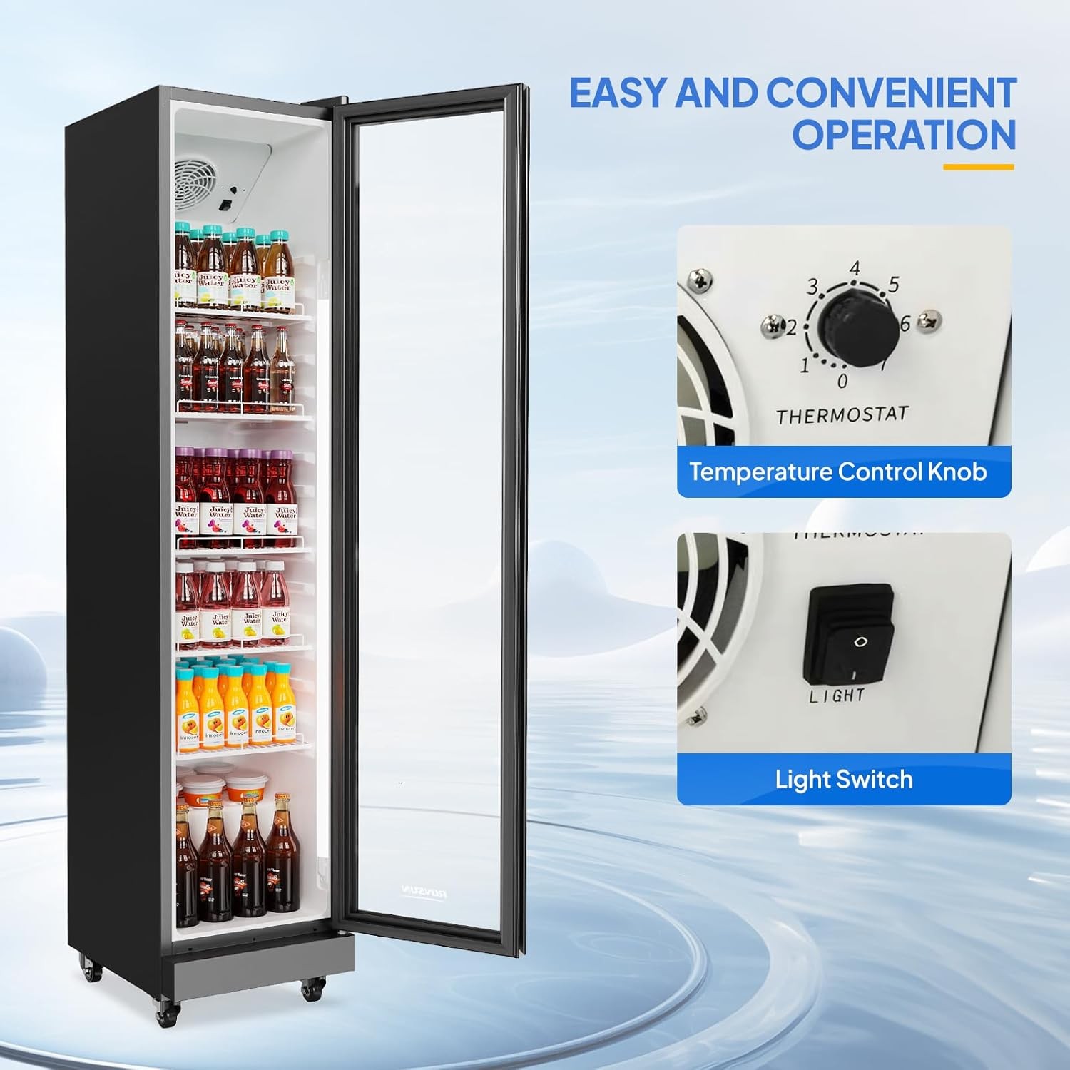 8 Cu. Ft. Commercial Display Upright Beverage Refrigerator Cooler Merchandiser