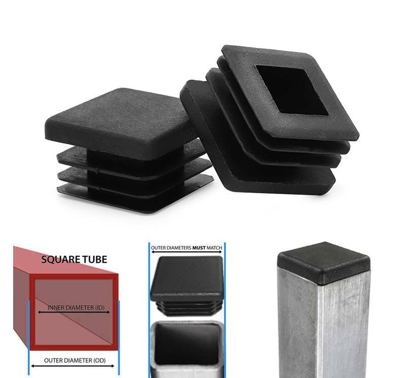10pc 1″ 1 Inch Square Plastic Plug Tubing Post End Cap Chair Glide Inserts 1×1