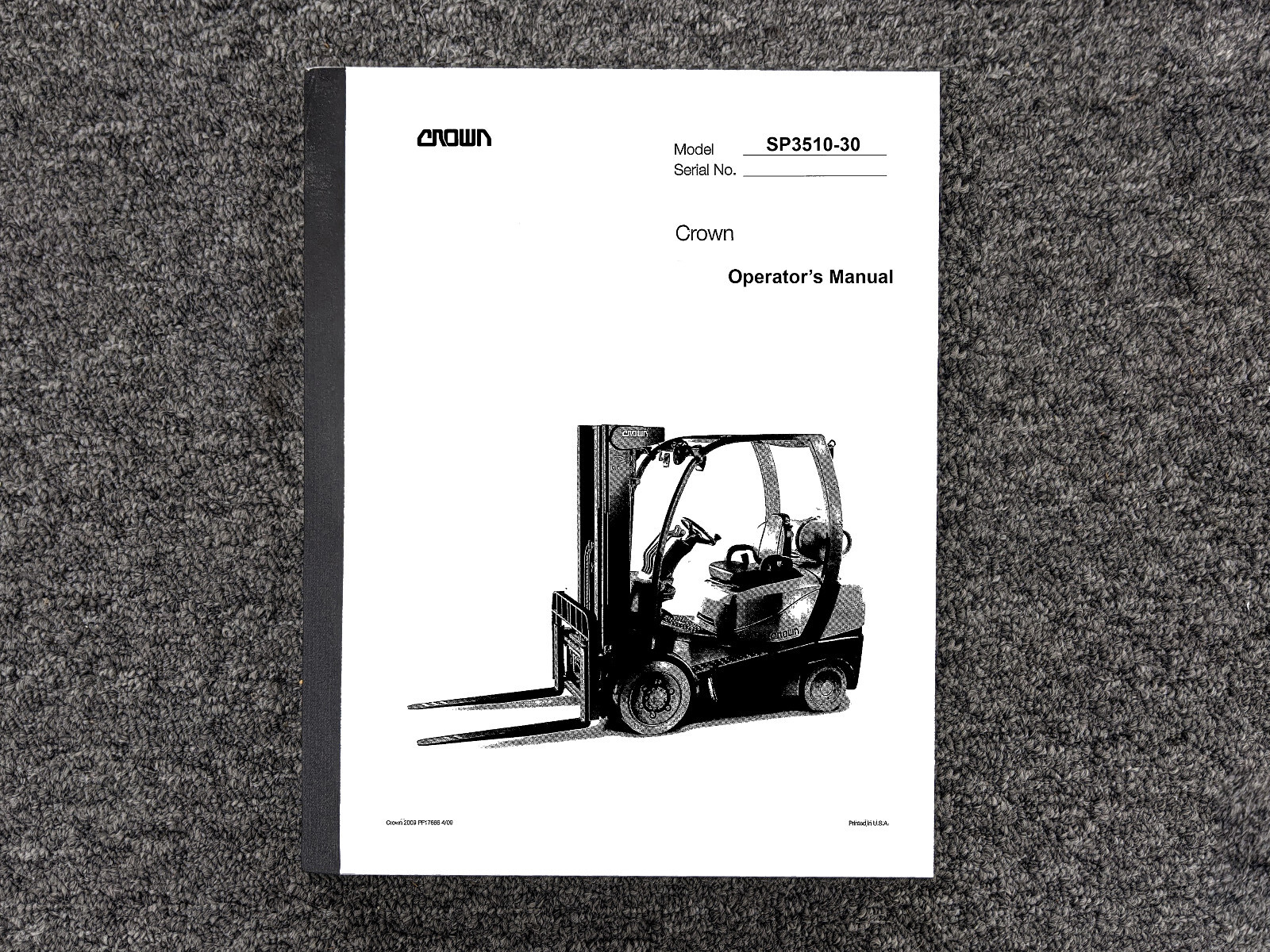 Crown SP3510-30 Stock Picker Forklift Owner Operator Manual User Guide