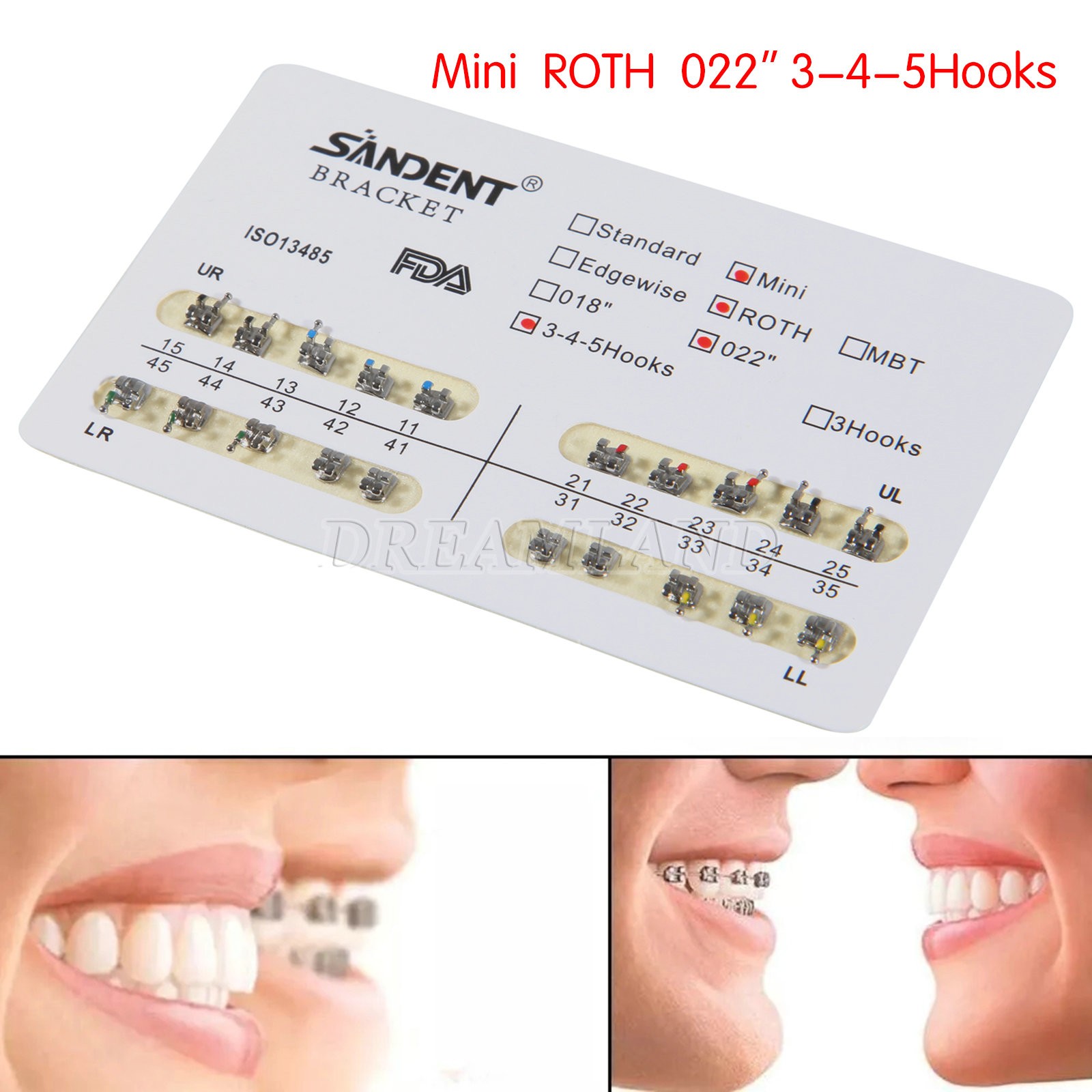 10 Packs Dental Orthodontic Metal Brackets Braces Mini Roth.022 Hooks 345