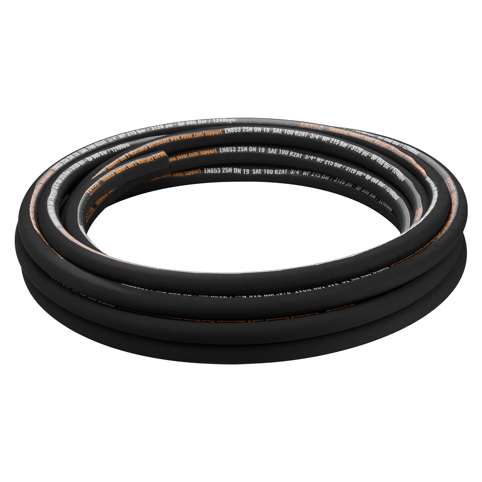 VEVOR Hydraulic Hose Coiled Hydraulic Hose 50ft 3/4″ 2 Steel Wire 3120 PSI