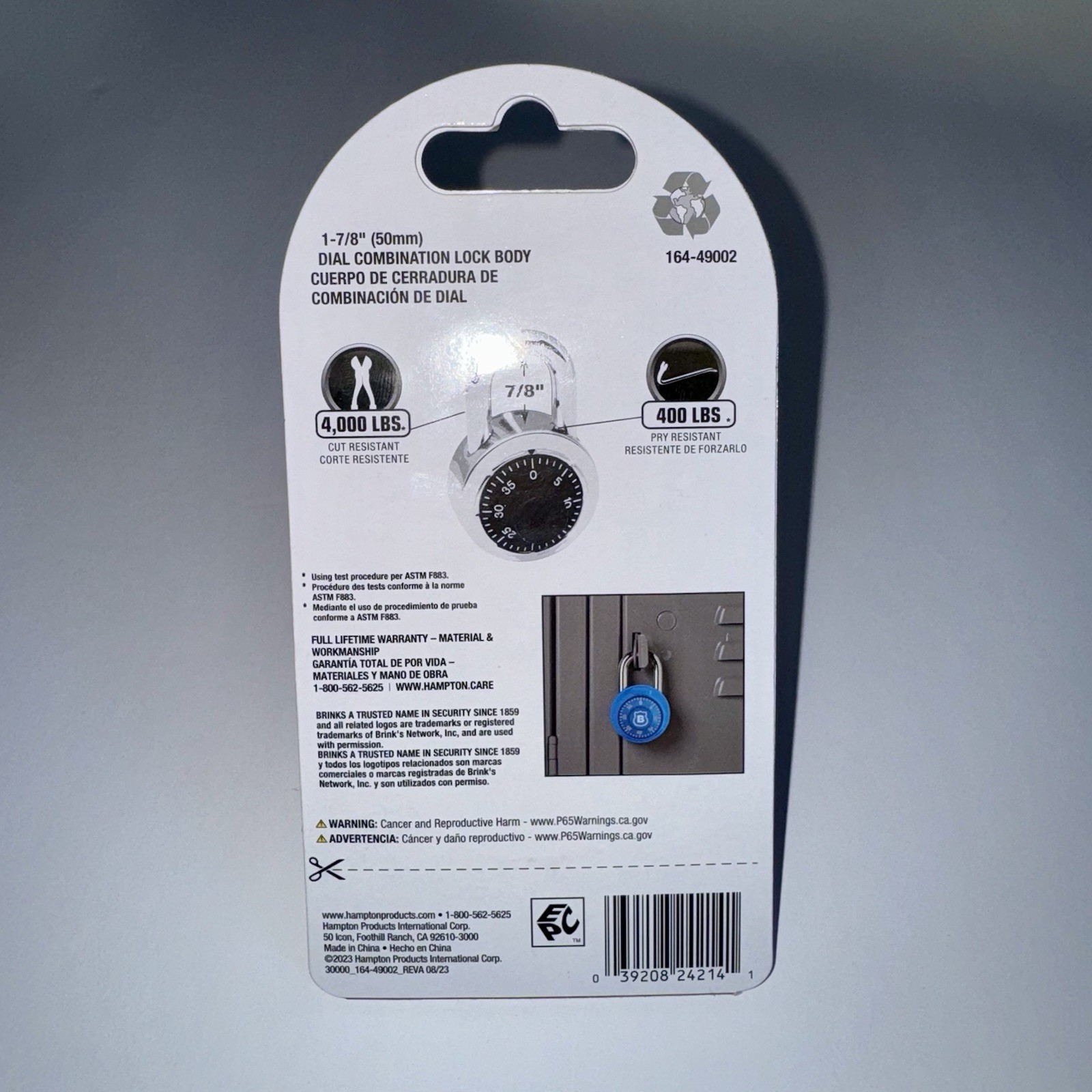 Brinks Dial Combination Padlock Red 50mm 164-49002 NEW Sealed 4,000 Lb Cut Rest.