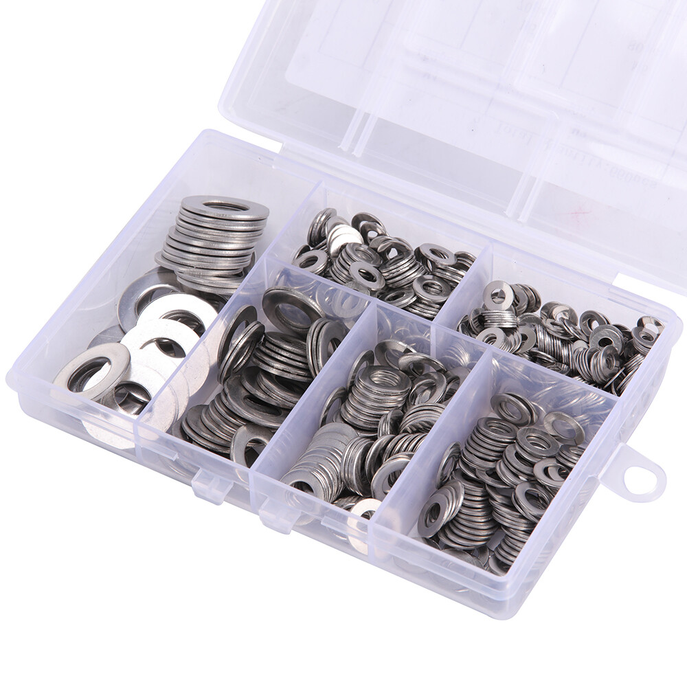 660 Pcs 304 Stainless Steel Flat Washers Assortment Kit 6 Sizes M3-M10