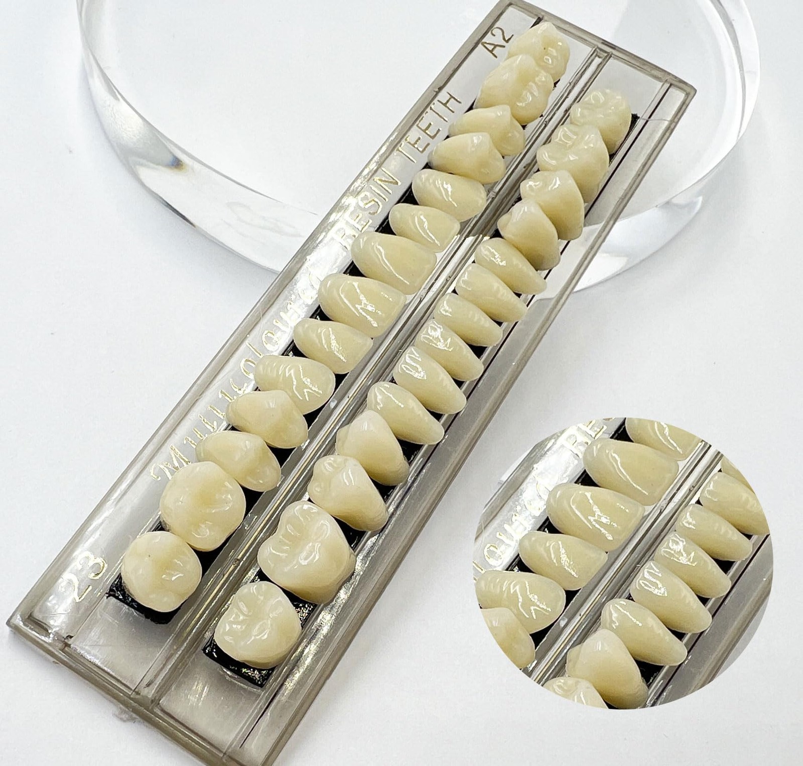 56 Pcs False Teeth Fake 2 Sets Synthetic Resin Dental Tooth, 23 A2