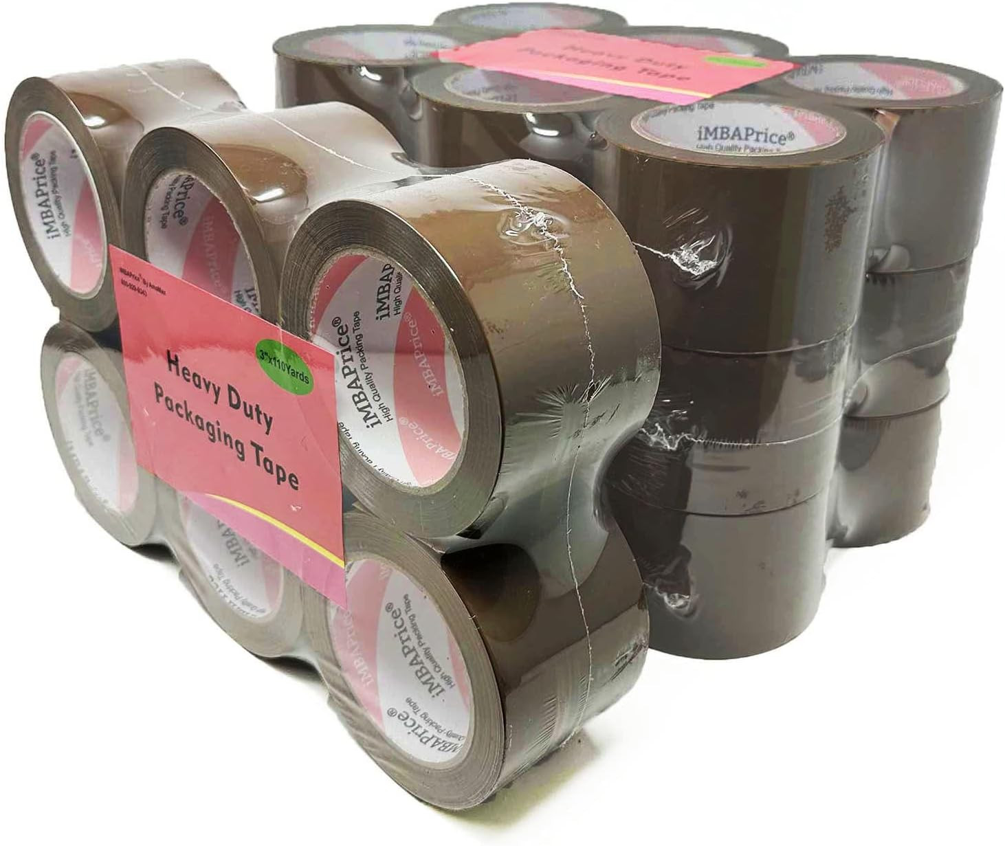 Imbaprice – Brown/Tan Color Packaging Shipping Tape, 3-Inches X 110 YDS, (Pack o