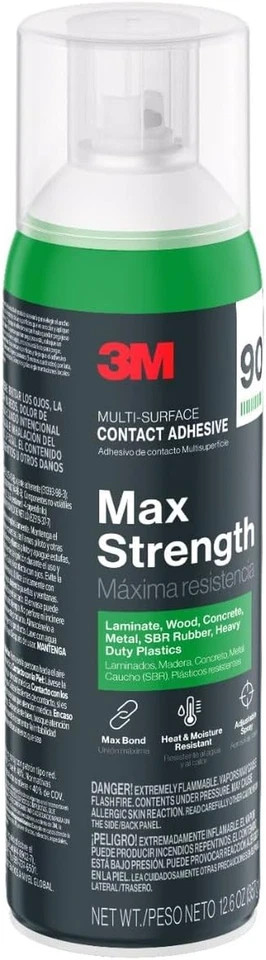3M Max Strength 90 Multi-Surface Contact Adhesive, 12.6 Oz., Low VOC, Max Bond,