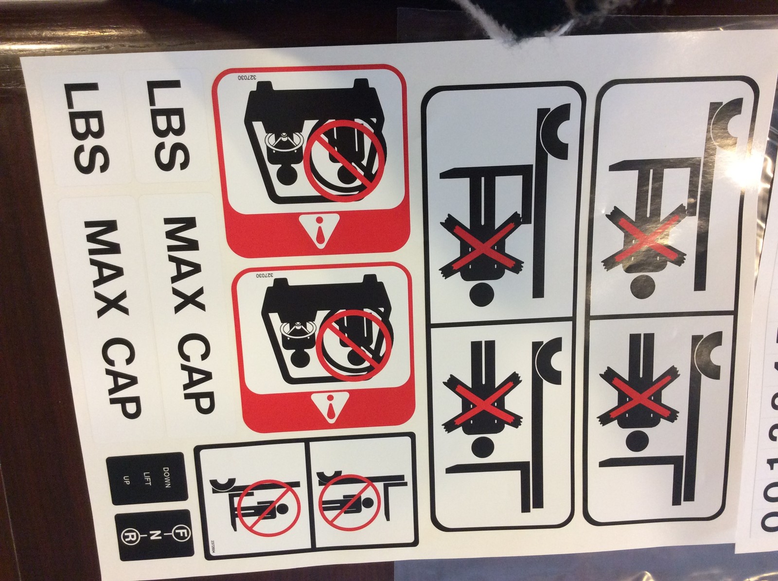 Forklift decal Universal Safety decal kit Part # SY1711