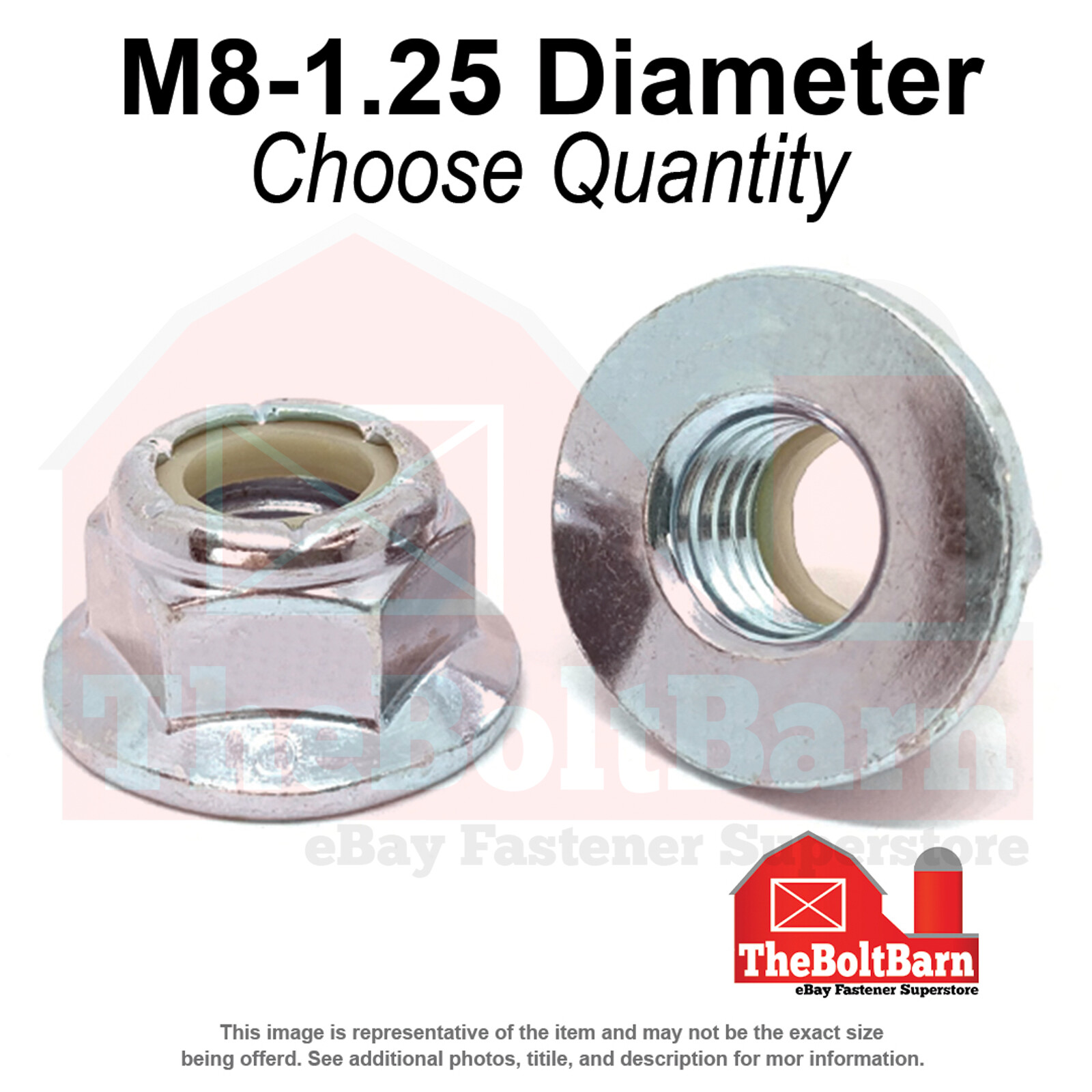 M8-1.25 Class 8 Nylon Insert Hex Flange Lock Nuts Zinc Coarse Thread (Pick Qty)