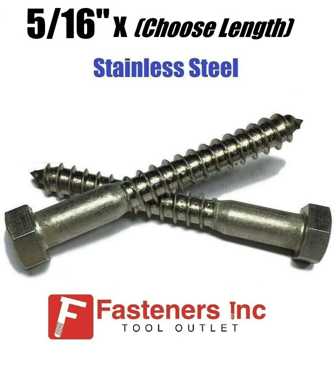 5/16″ Stainless Steel Lag Screws Hex Head Lag Bolts – Select Length & Pkg Qty