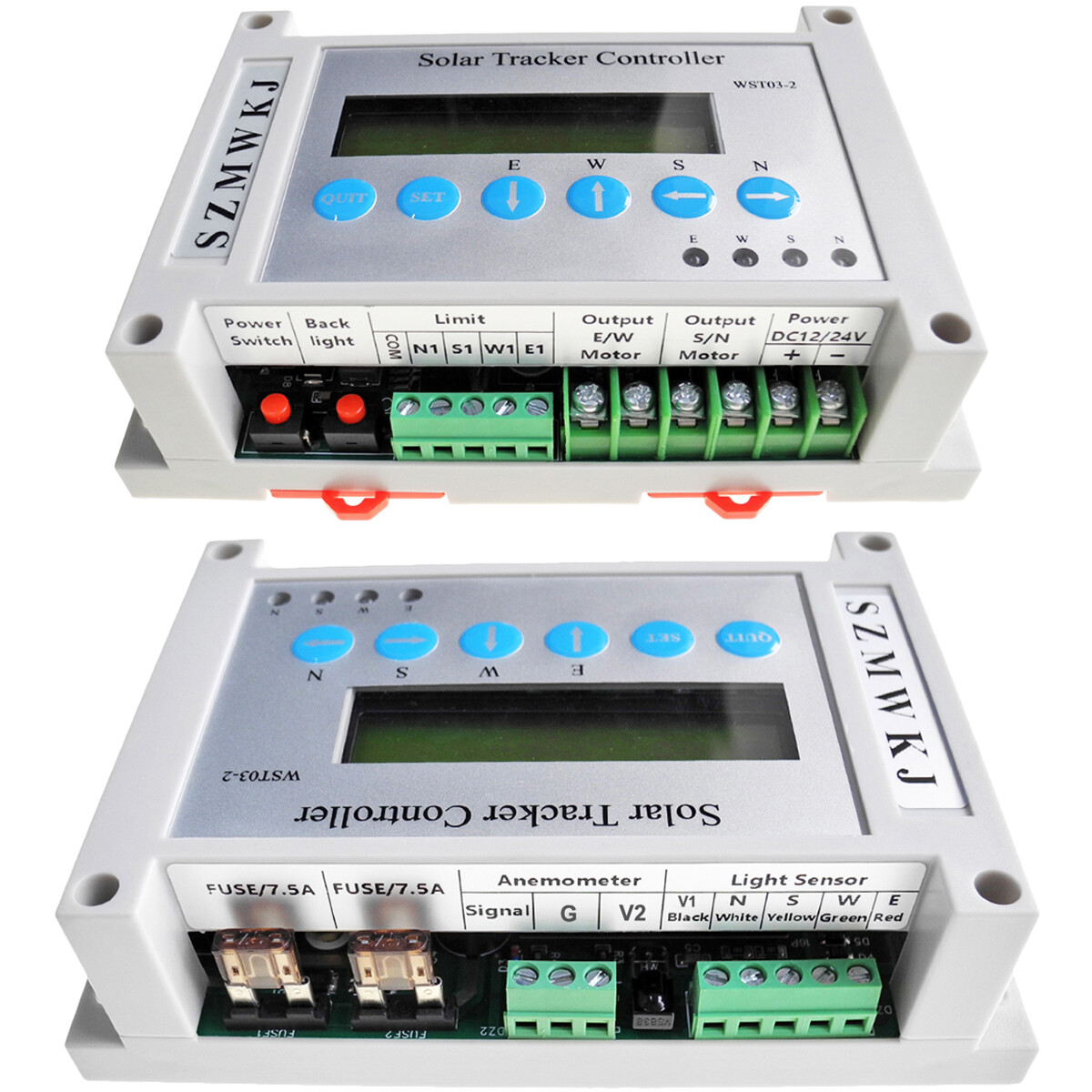 Dual Axis Solar Panel Tracker Controller W/6000N Linear Actuator Anemometer Kit