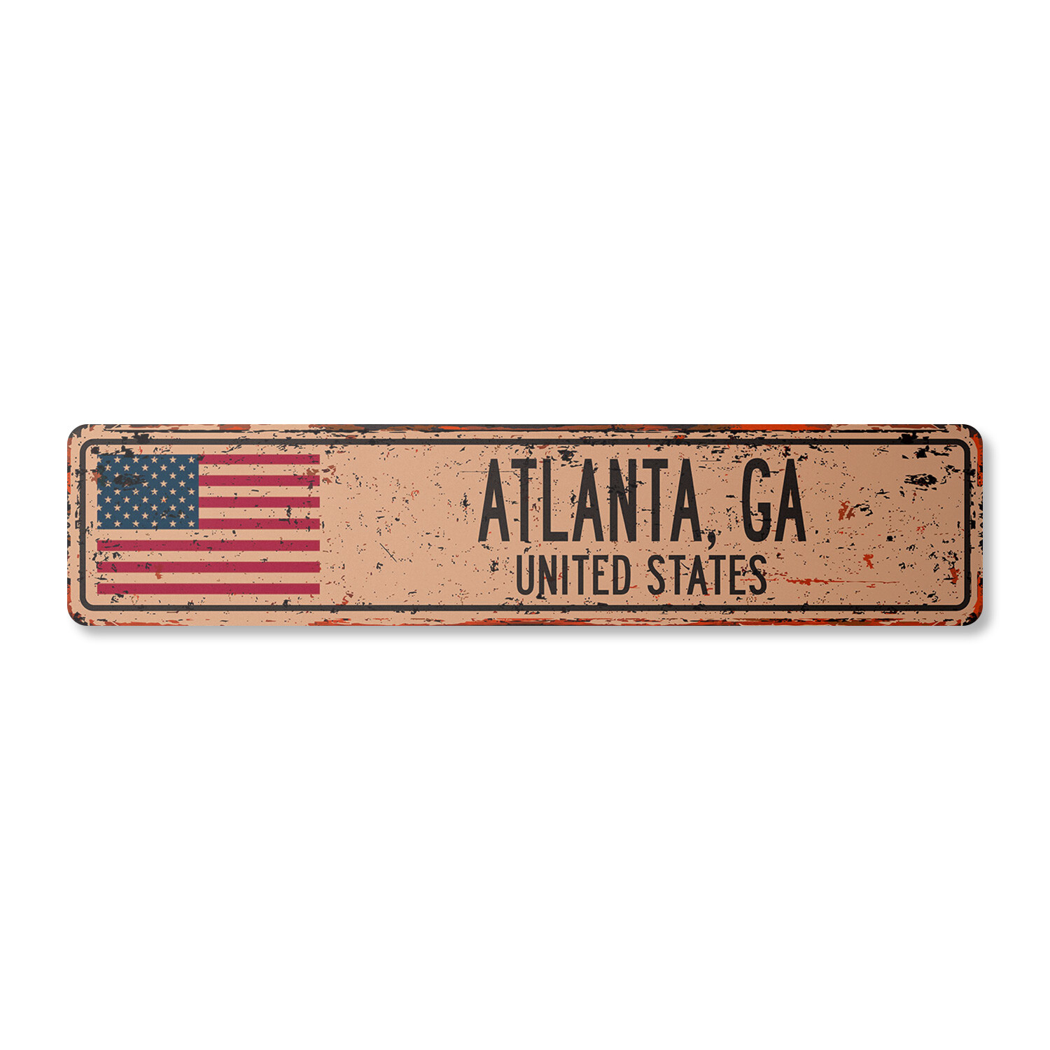 ATLANTA GA UNITED STATES Vintage Street Sign American flag city country rustic