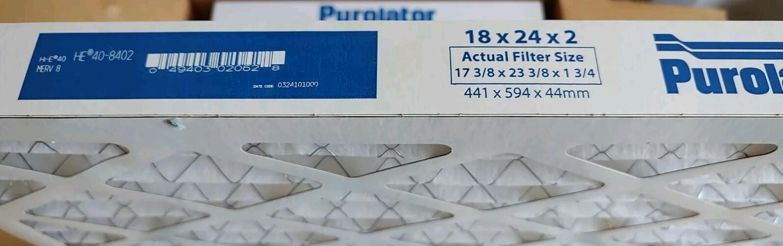 NEW LOT OF 12 PUROLATOR Hi-E 40 MERV 8 FILTERS 18 X 24 X 2 HE40-STD2 5267402062