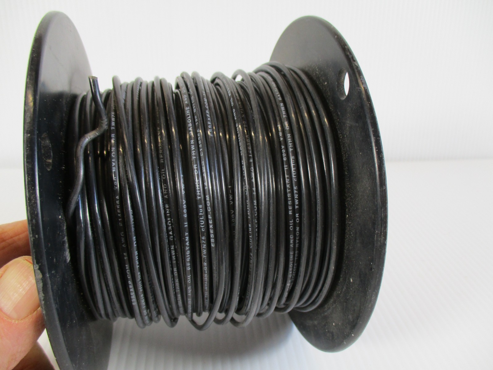 14 AWG Black Solid Copper Wire THHN 600V Essex 4.14 LB Spool Electrical Cable
