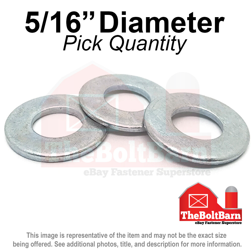 5/16″ SAE Flat Washers Low Carbon Steel Zinc Plated (Pick Quantity)