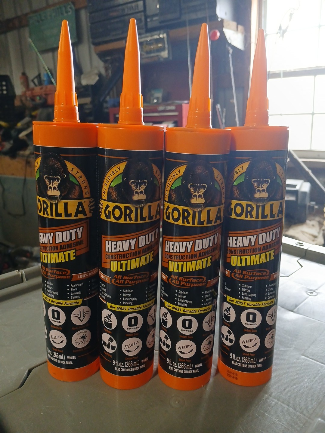 Gorilla9 oz. ( 4 Pack ) Heavy duty Construction Adhesive Ultimate