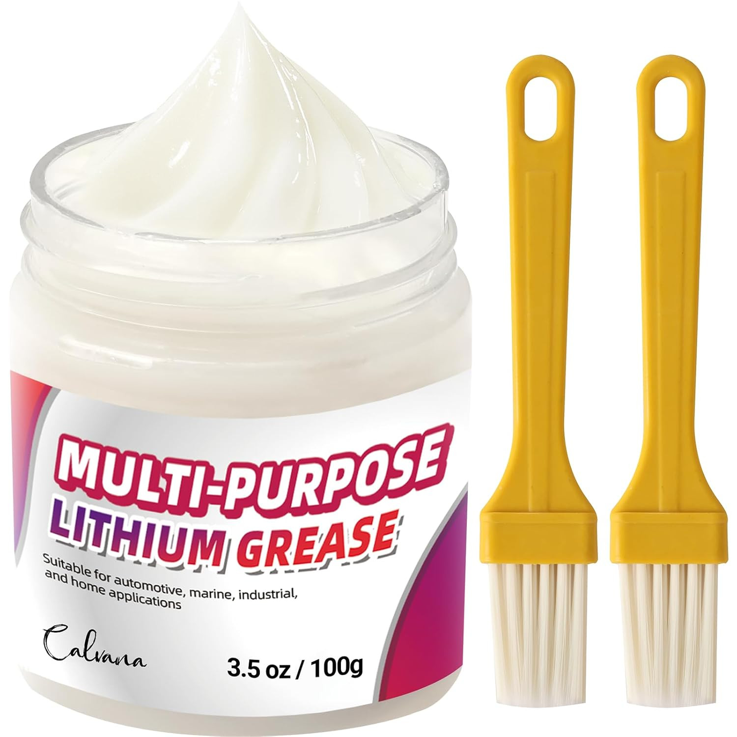 3.5Oz Multi-Purpose White Lithium Grease with 2 Brushes, Ideal for Automotive, M
