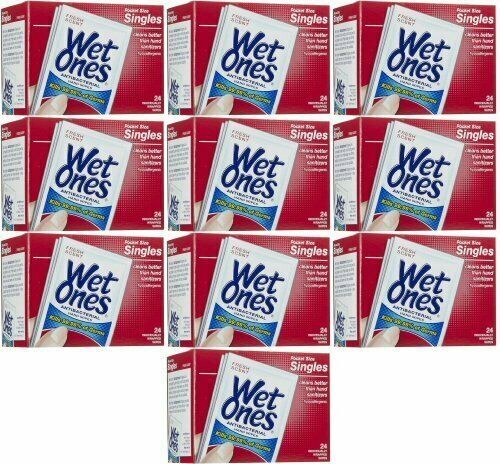 Wet Ones Singles Antibacterial Cleansing Wipes – 1 Box of 24 Singles