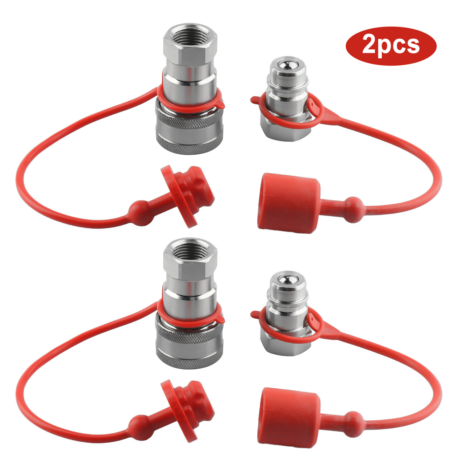 1/2″ Ag Hydraulic Quick Connect Couplers Couplings, Ball Pioneer Style 2 Sets