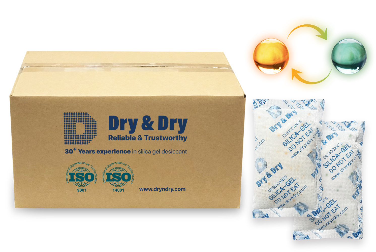 20 gram X 100 PK «Dry & Dry» Food Grade Orange Indicating Silica Gel Packets