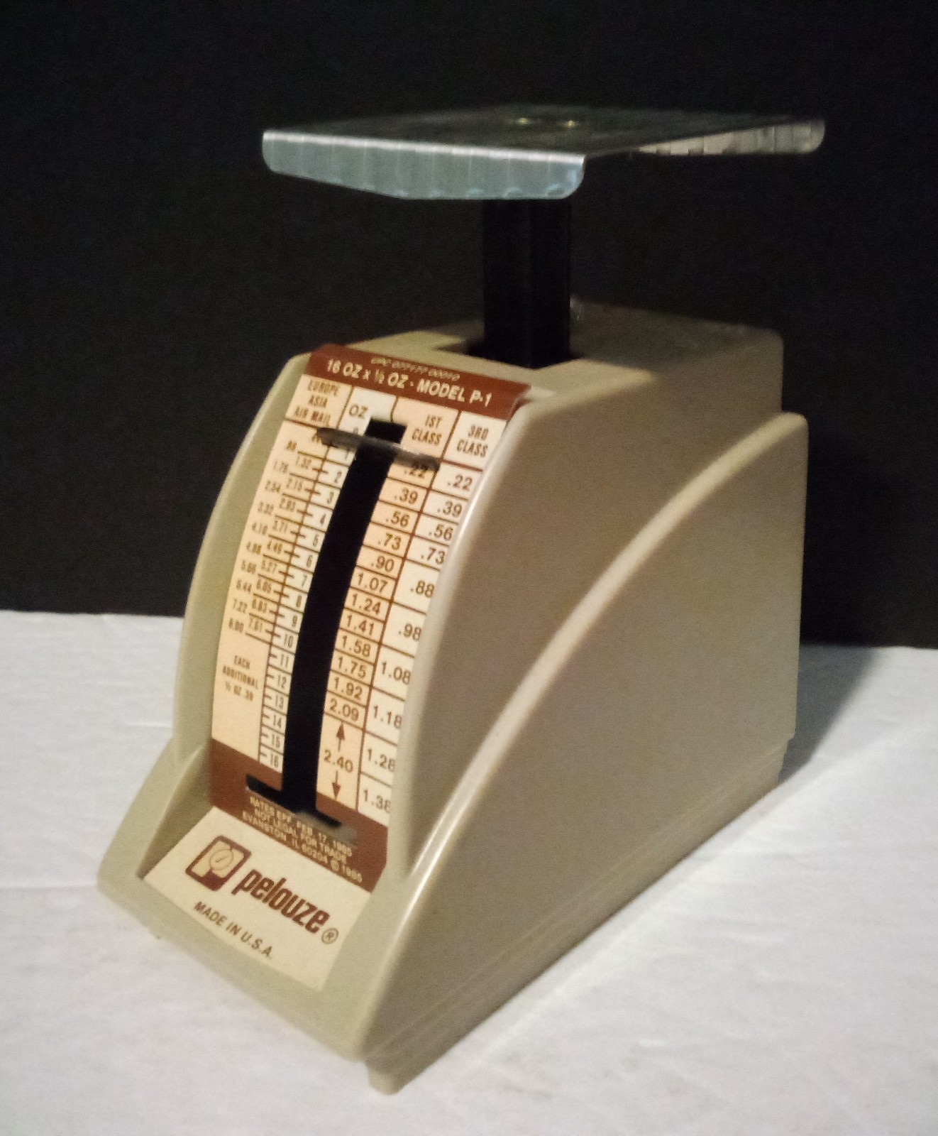 U.S. Postal Scale Model P-1 1985 1lb Capacity With Box Pelouze Scale Co.®