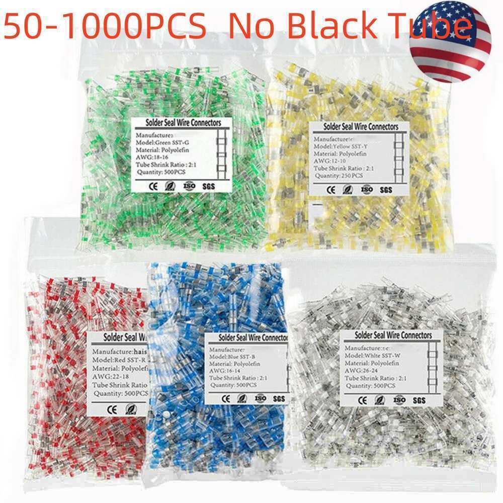 50-1000 Solder Seal Sleeve Heat Shrink Butt Wire Connectors Terminals Waterproof