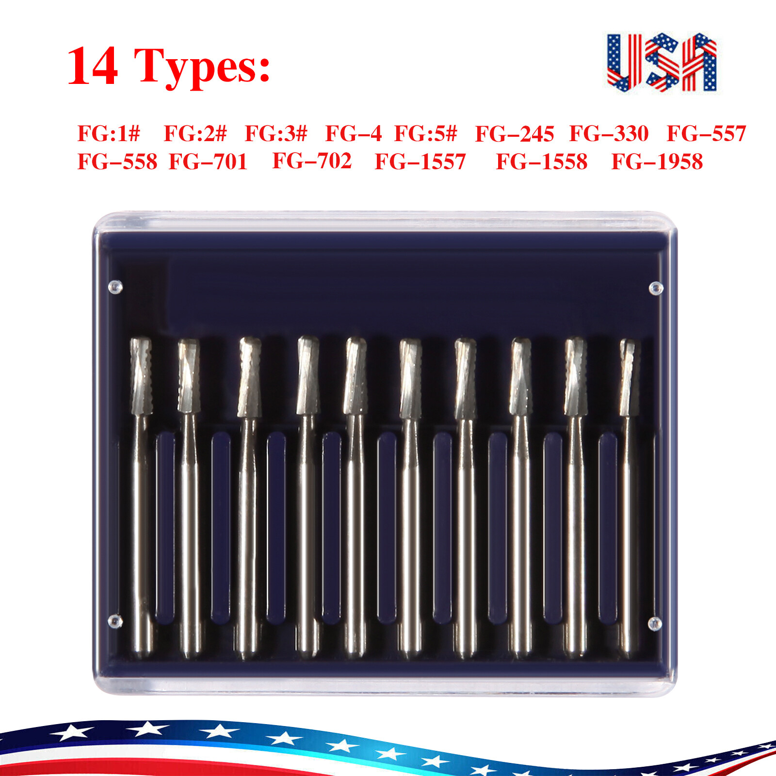 10-100 US Dental Fast High Speed Handpiece Burs Round Tungsten Carbide FG Bur po
