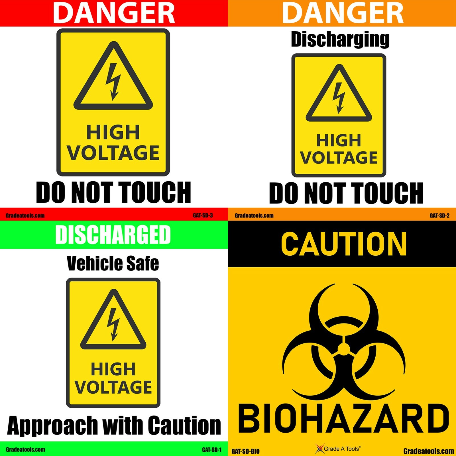 Static Cling Warning Decals – Electric Vehicle Repair – Grade A Tools