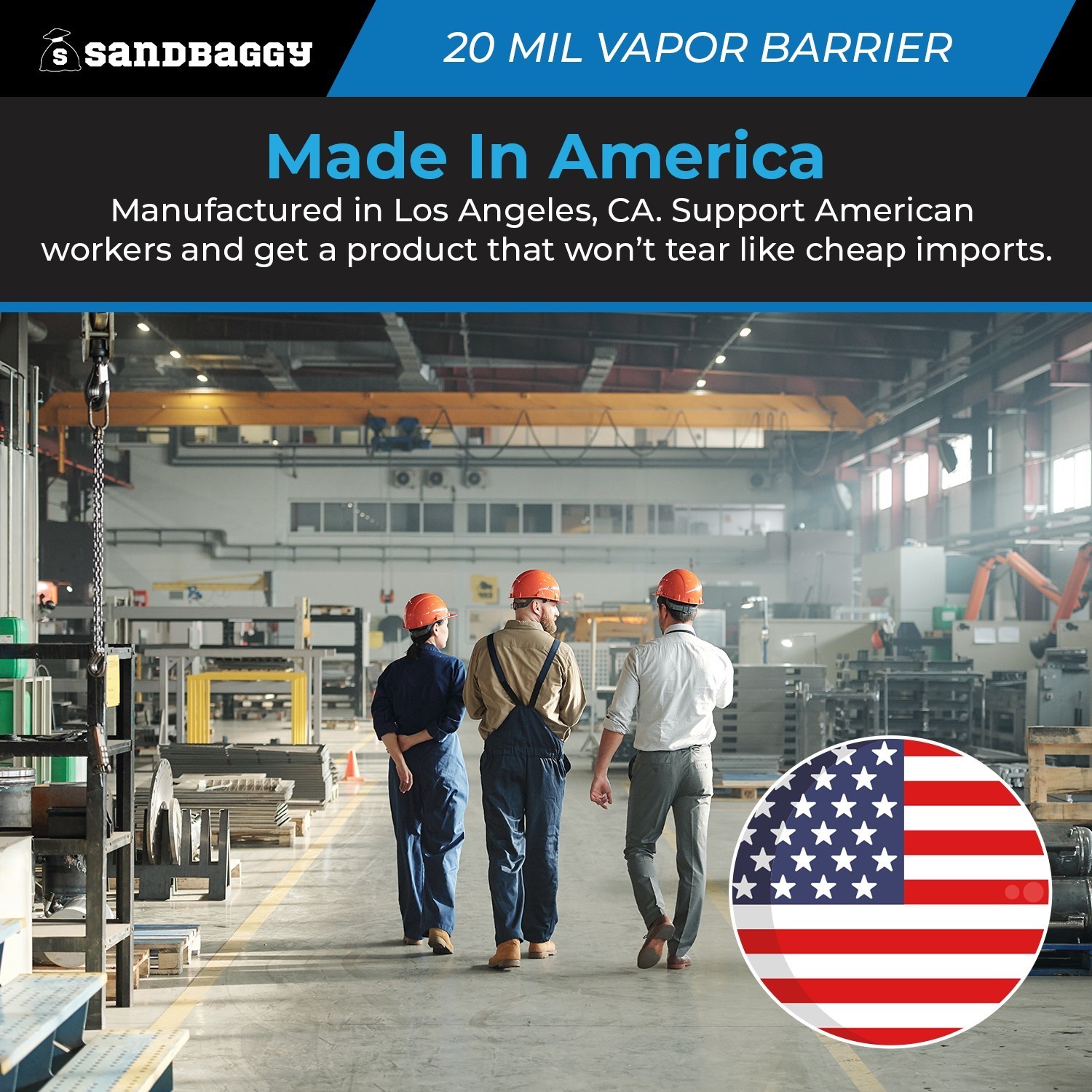20 Mil Black Vapor Barrier – Polyethylene Visqueen (USA Made) – Sandbaggy