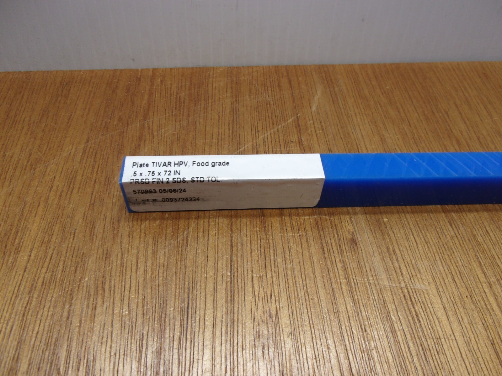 (Qty.2) 3/4″ X 1/2″ X 12″ UHMW PE Tivar Blue Flat Bar Plate Stock FDA Compliant