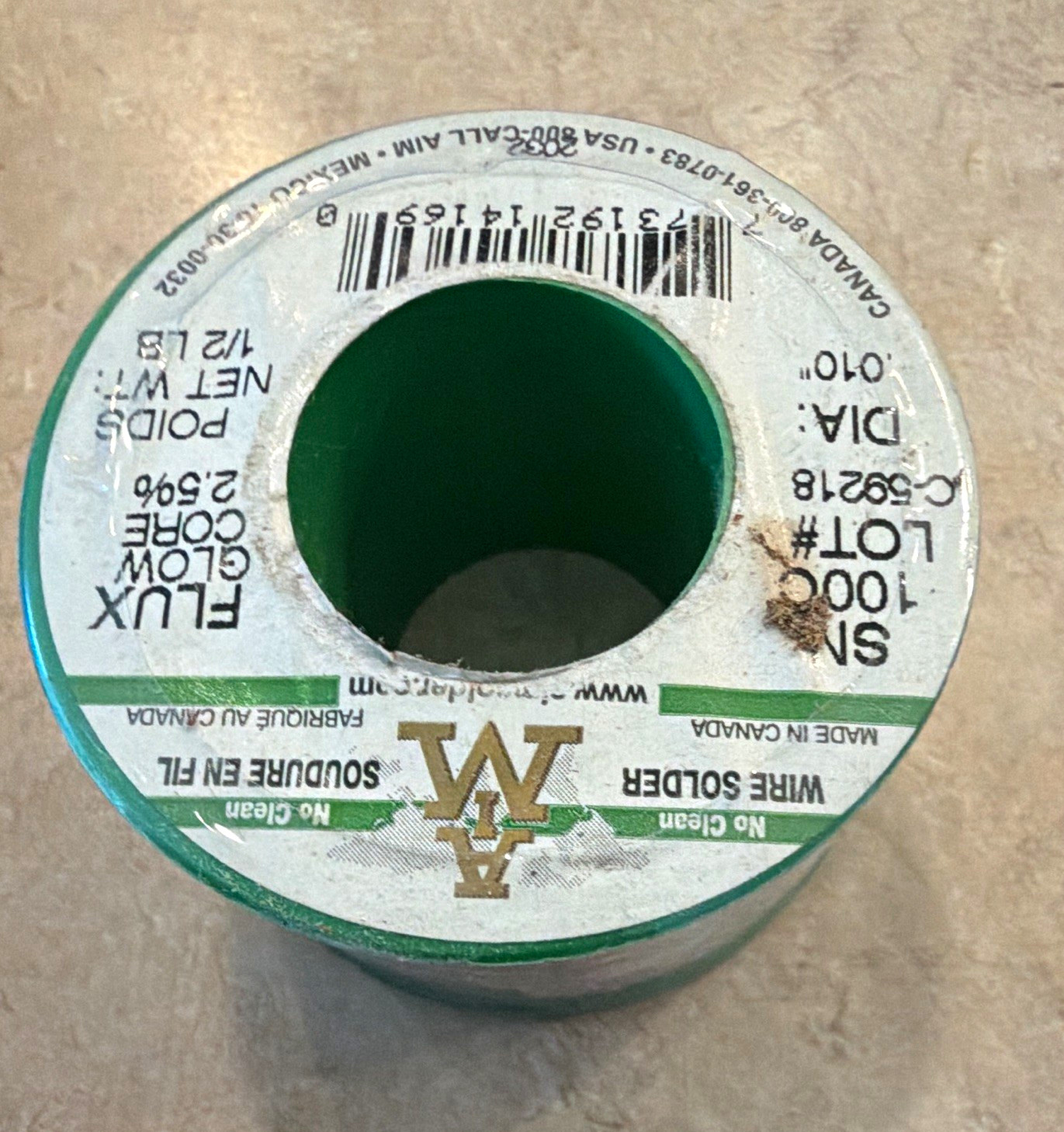 AIM SN100C Solid Wire Solder 0.010 in .5 lb Spool C-59218
