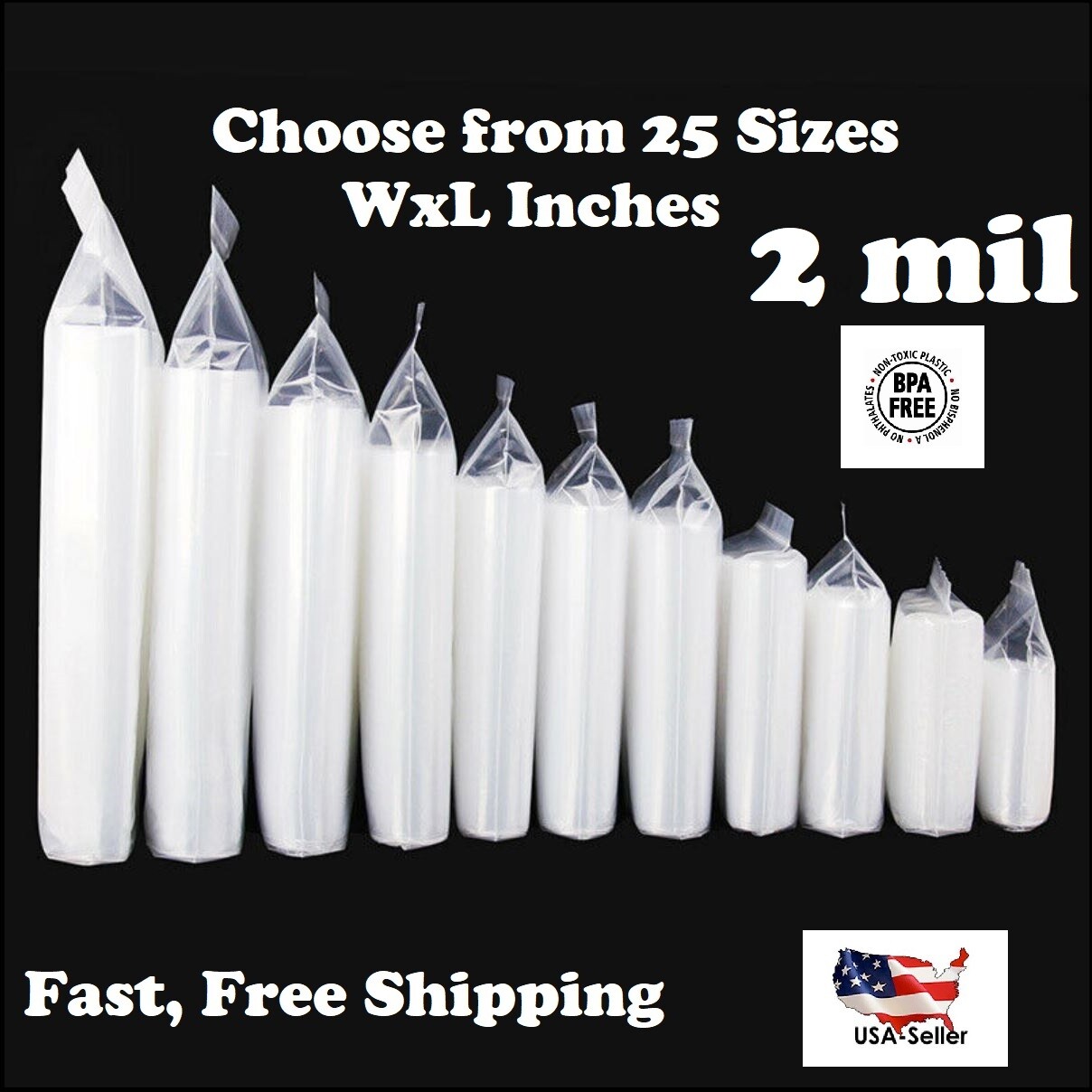 Clear Reclosable Zip Seal Bag Plastic 2 Mil Lock Bags Jewelry Zipper Baggie 2Mil