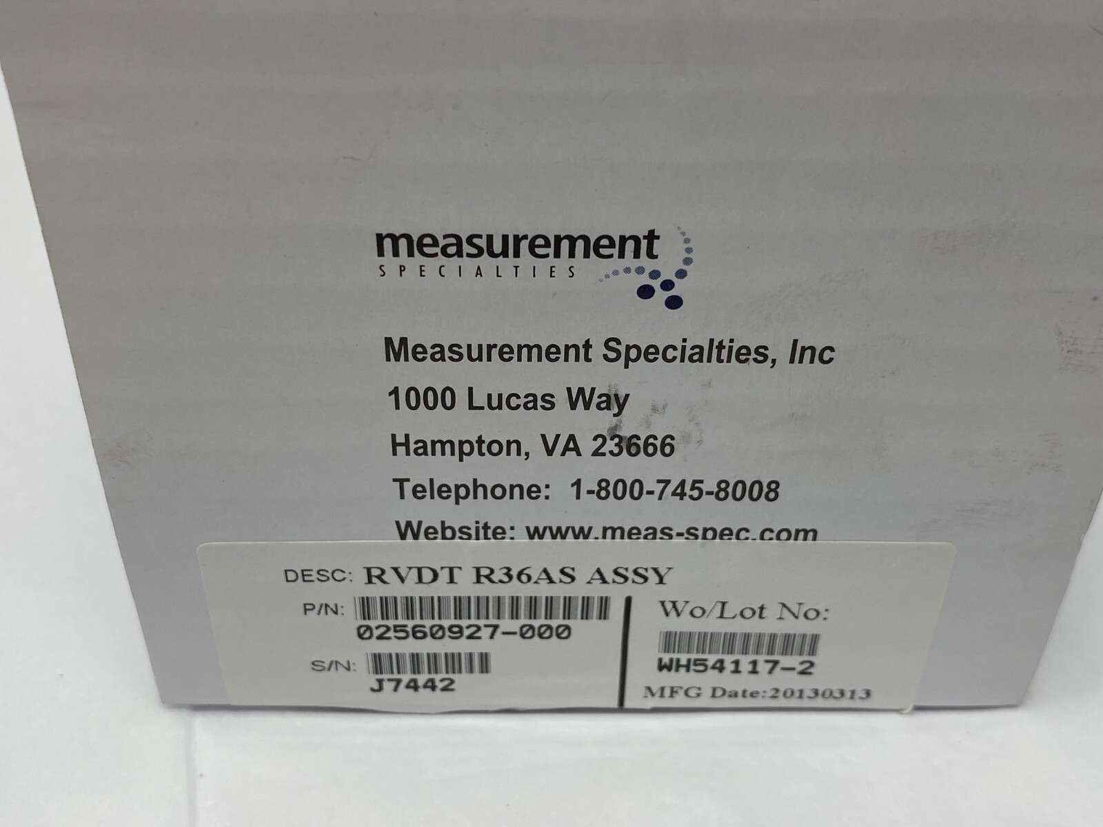 Measurement Specialties 02560927-000 Industrial Motion & Position Sensors RVDT