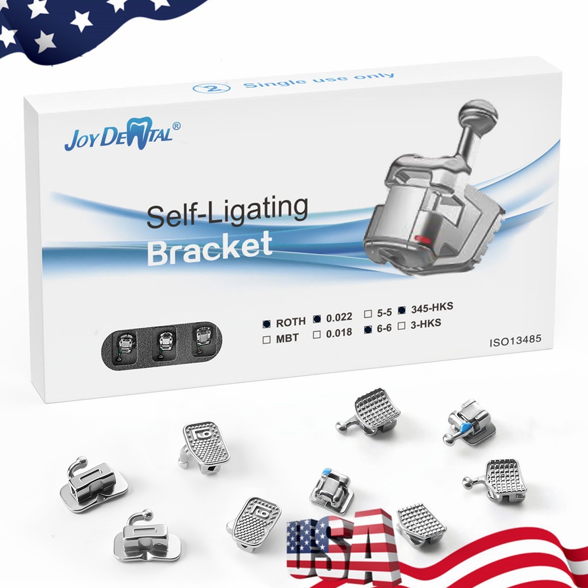 AZDENT Dental Orthodontic Self Ligating Braces Bracket Mini Roth.022 Hooks 345