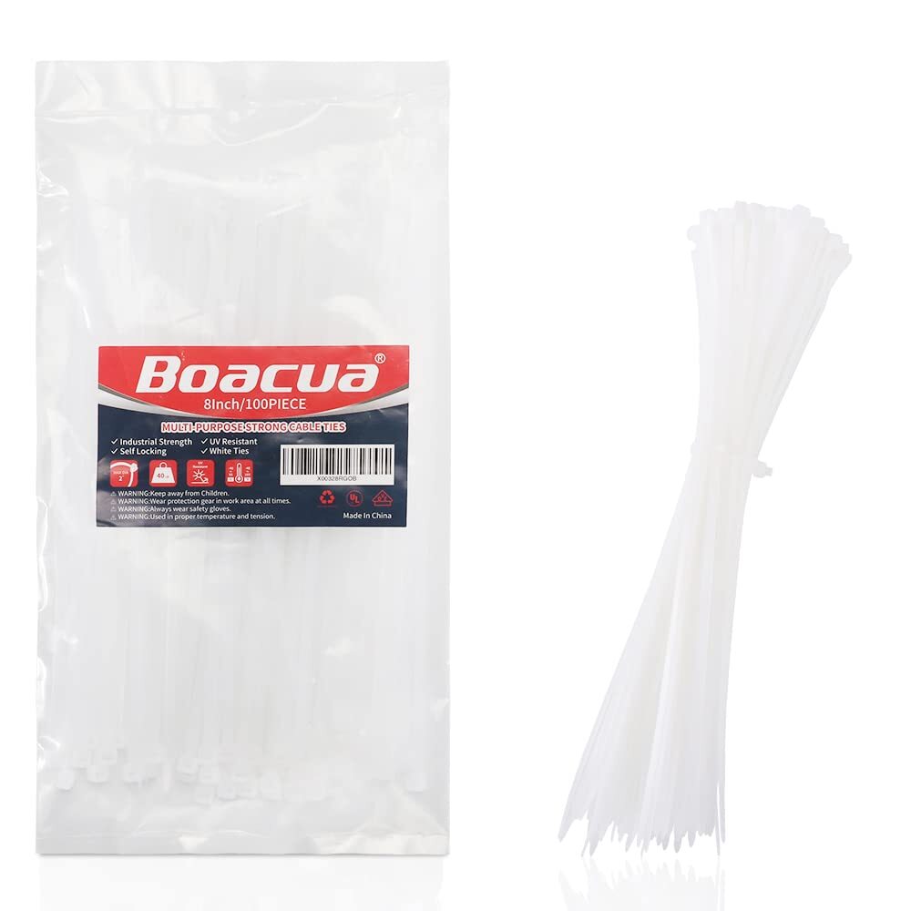 Heavy-Duty Zip Cable Ties 100 Pieces White Ideal for Indoor and Outdoor Use