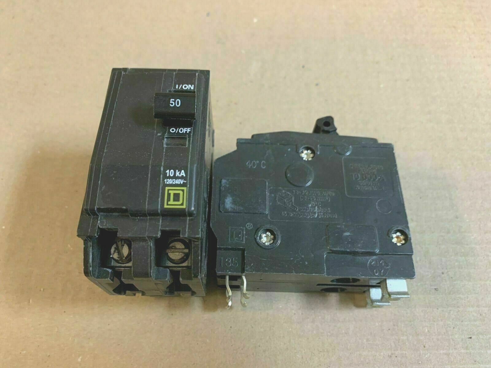 Square D QO QO250 2 Pole 50 Amp 240V Yellow Logo Circuit Breaker