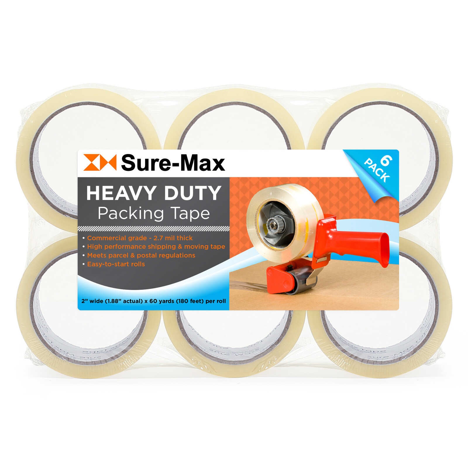 2″ Heavy-Duty 2.7mil Clear Shipping Packing Moving Tape 60 yards/180′ ea