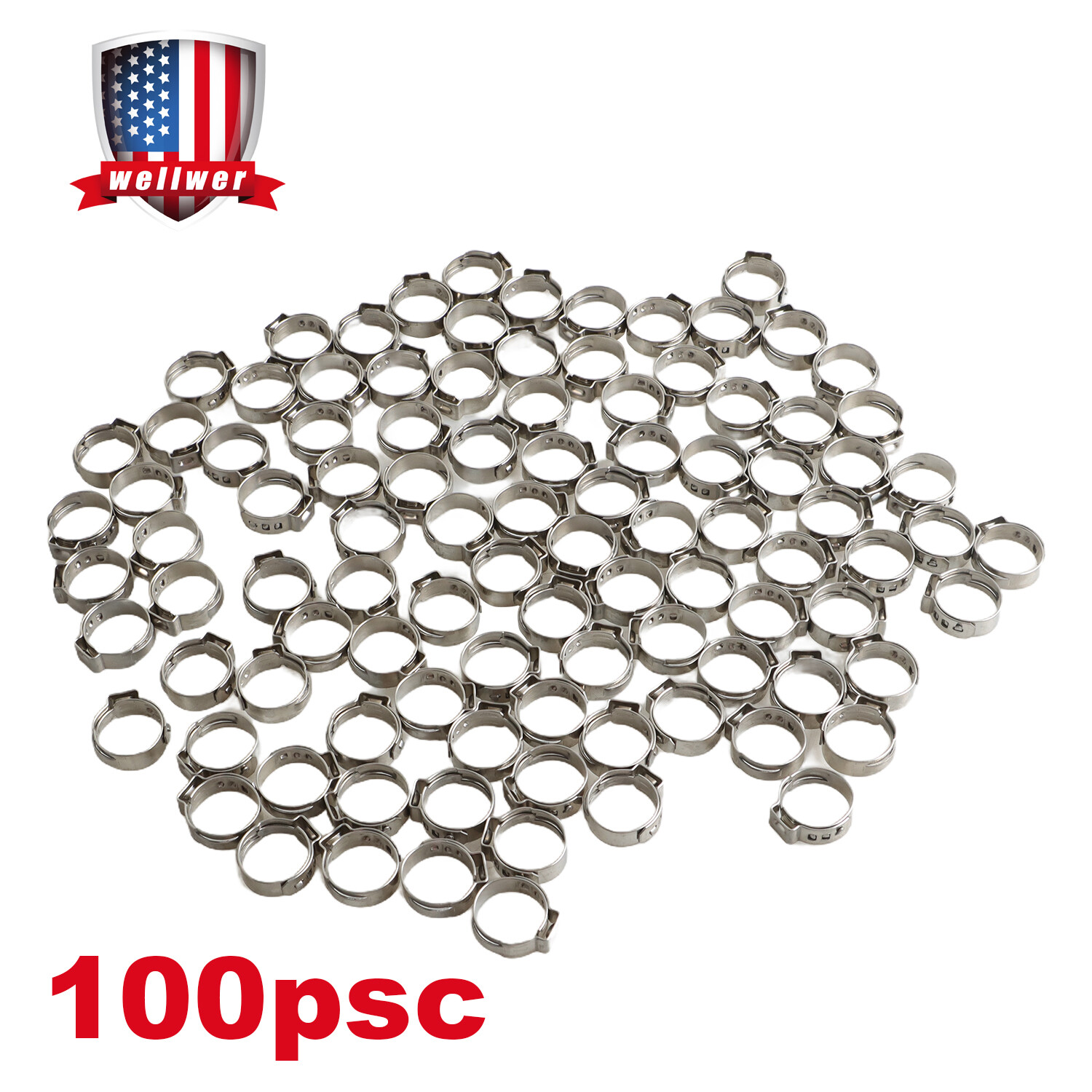 100Pcs 1/2″ PEX Stainless Steel Clamp Cinch Rings Crimp Pinch Fitting