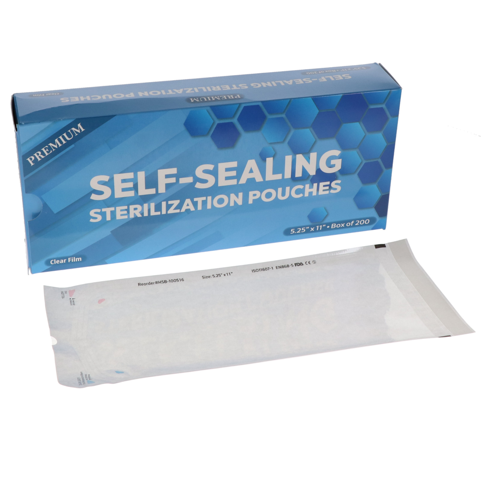 House Brand Dentistry 100516 Self-Sealing Sterilization Pouches 5.25″x11″ 200/Bx