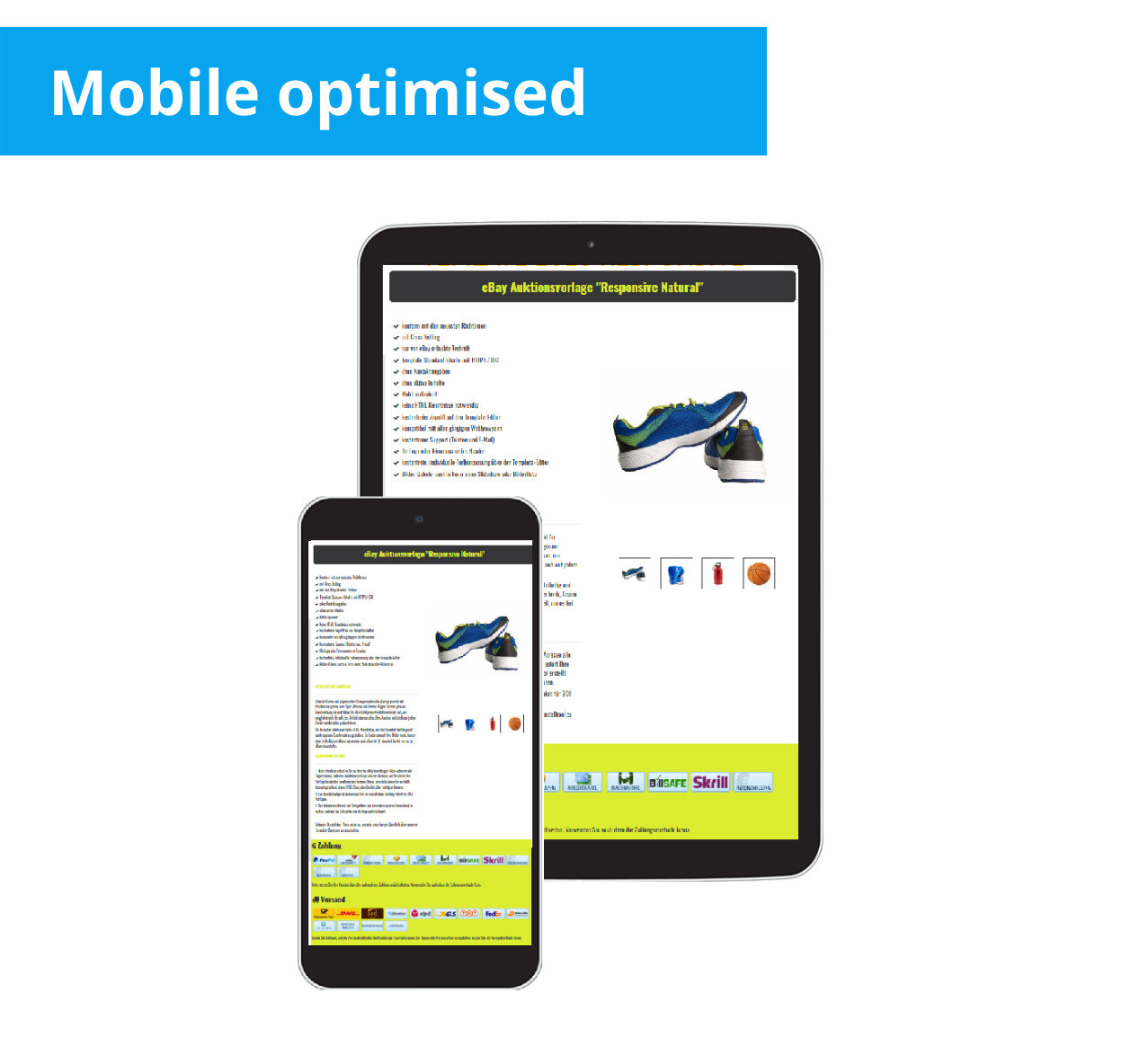 eBay template RESPONSIVE auction template HTML template without active content