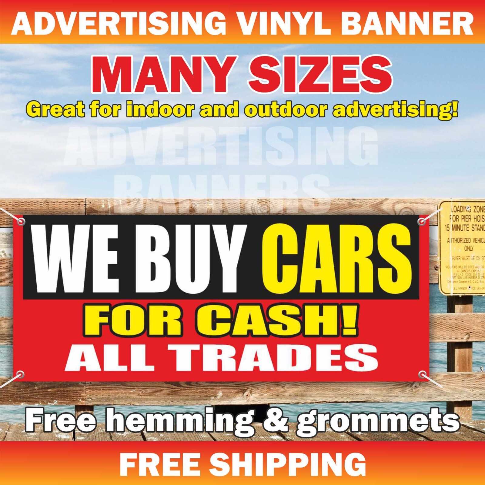 WE BUY CARS FOR CASH Advertising Banner Vinyl Mesh Sign trades auto sale dealer