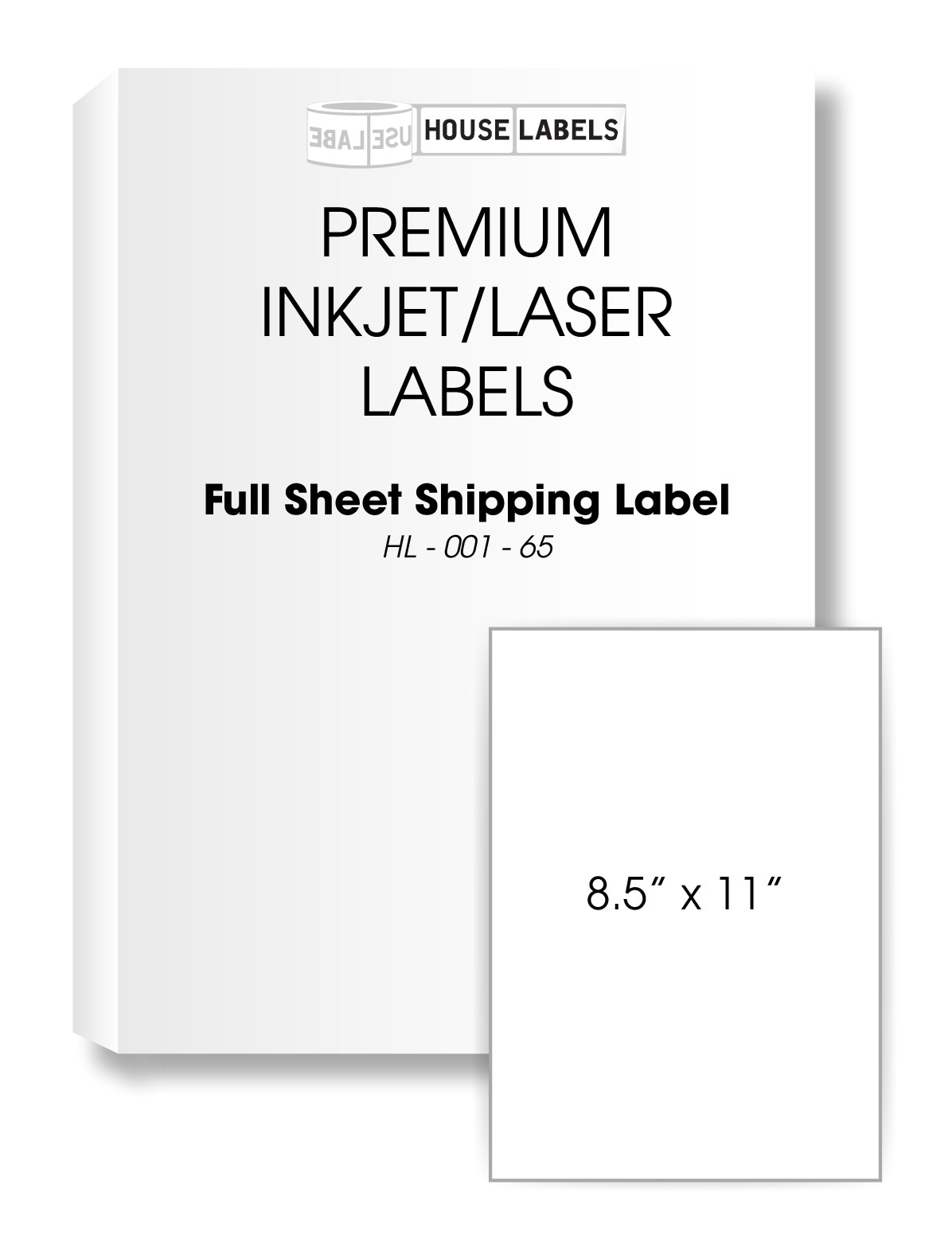 Full Sheet Shipping Labels Self Adhesive Blank 1-UP 8.5″ x 11″ White 200 Sheets
