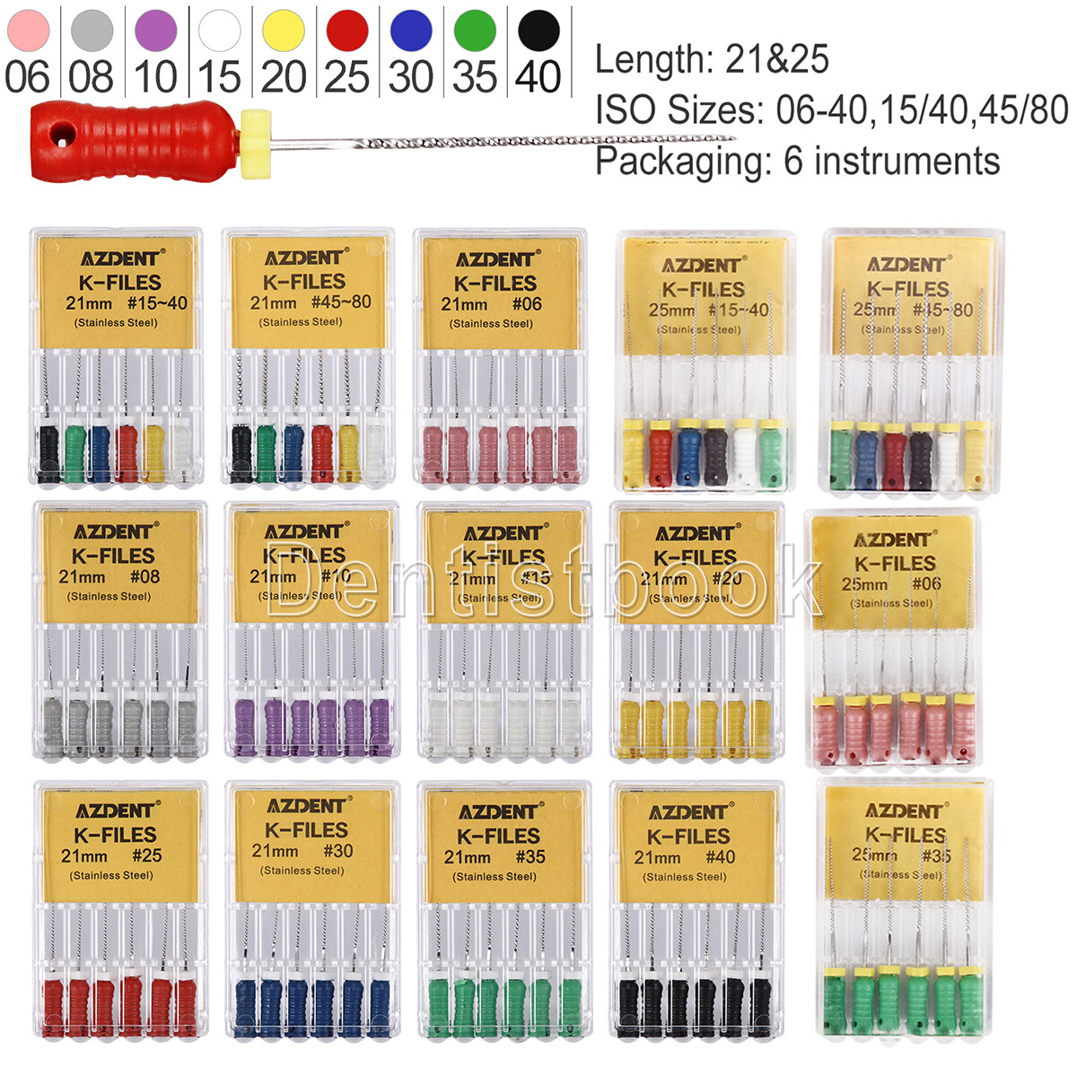 Dental Root Endodontic File Hand Use K-Files 25mm/21mm Stainless Steel 6pcs/box