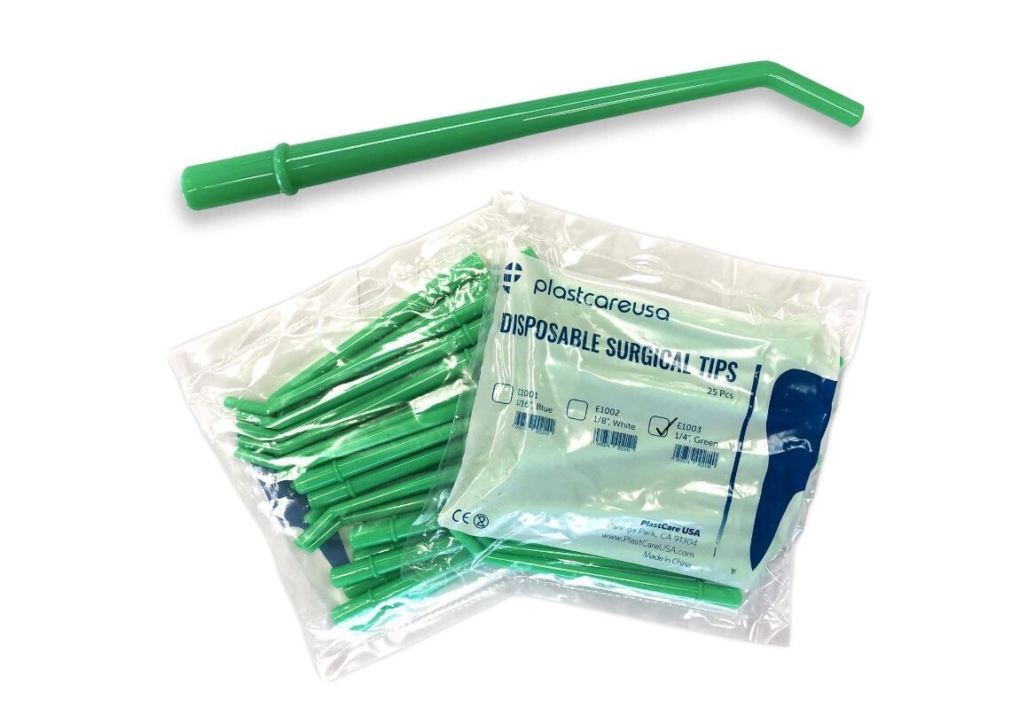 Dental Surgical Aspirator Tips Suction Evacuation Green 1/4″ Bag of 25